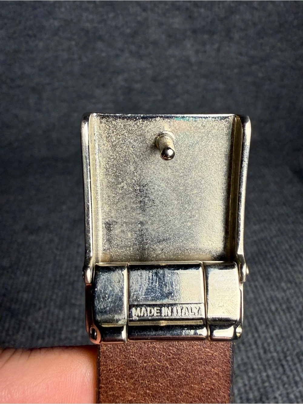 Vintage Coach 3887 Pebbled Brown Leather Belt 34 / 85 Silver Plaque Buckle USA